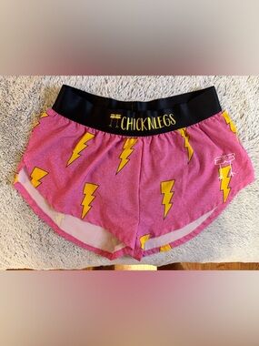 Chicknlegs Women's Pink Lightning Bolt Athletic Shorts